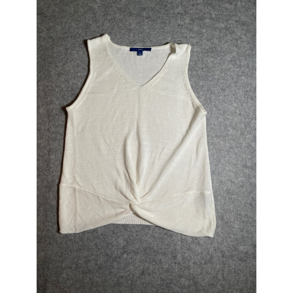 Apt. 9 Womens White V-Neck Twist Front Sleeveless Knit Sweater Tank Top Size M